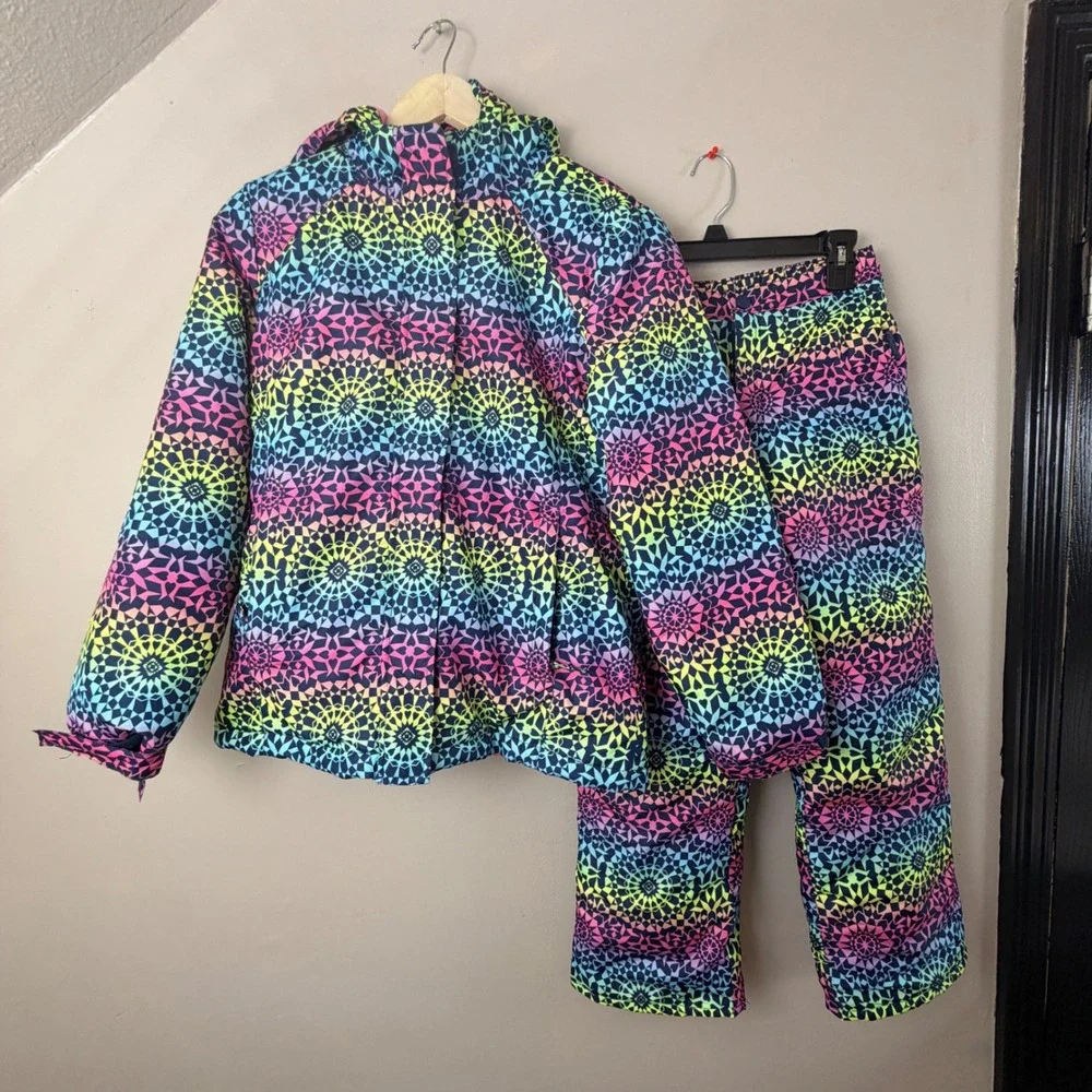 The Children's Place Girls Snow Suit Set Jacket XL 14 Pants 10 Ski Geometric